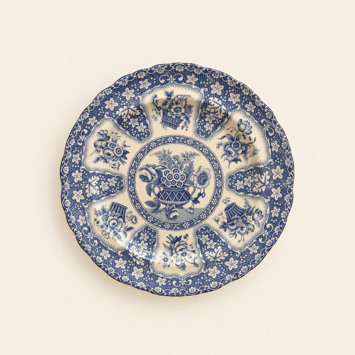 Blue and White 19th Century Filigree Plate