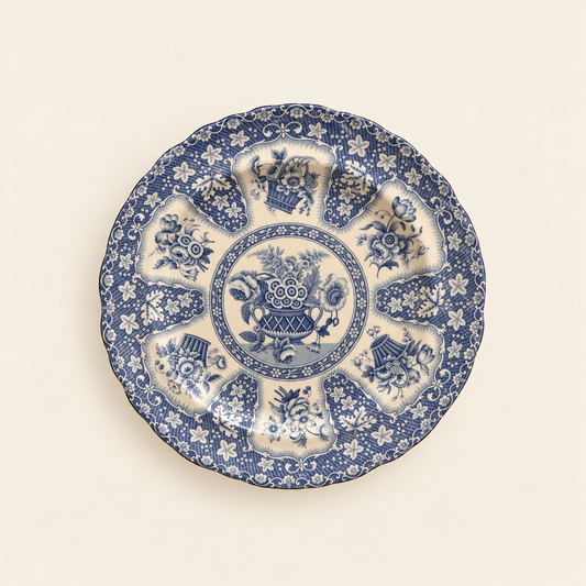 Blue and White 19th Century Filigree Plate