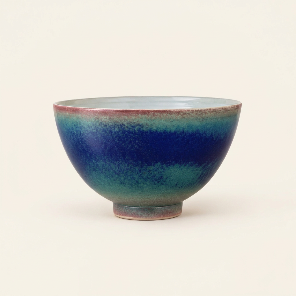 Studio pottery ombre glazed ceramic bowl