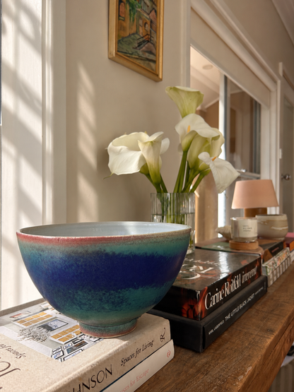 Studio pottery ombre glazed ceramic bowl