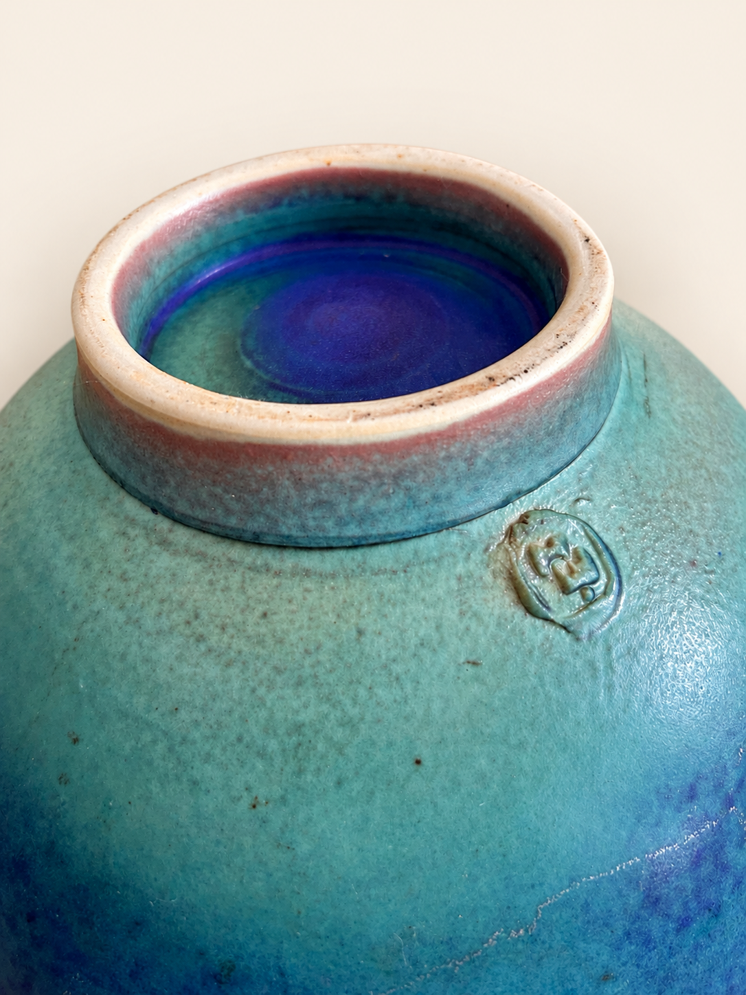 Studio pottery ombre glazed ceramic bowl