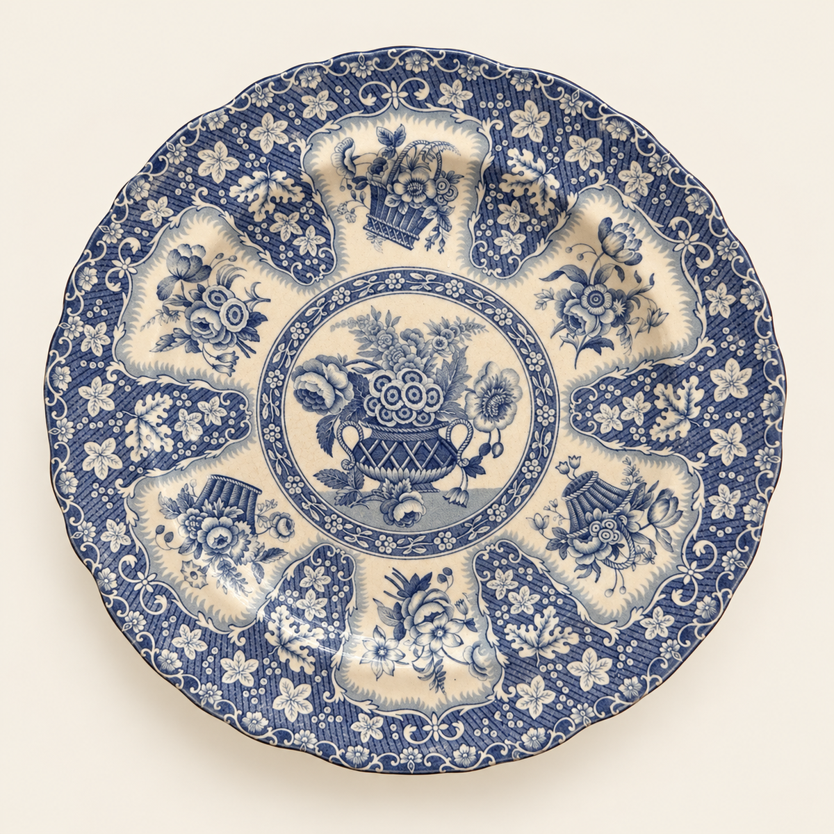 Blue and White 19th Century Filigree Plate