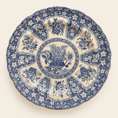 Blue and White 19th Century Filigree Plate